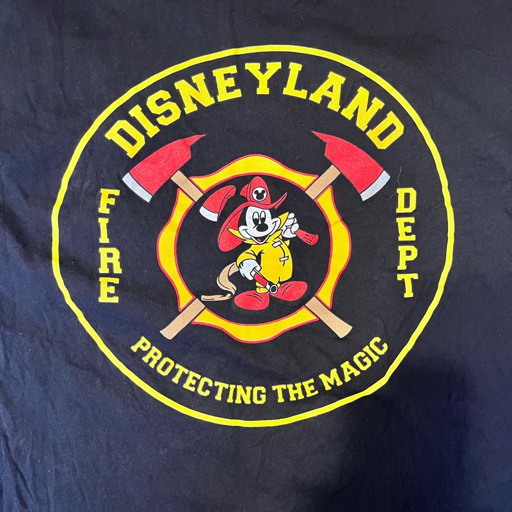 Disneyland Fire Dept Mickey Graphic Tee - Black with Yellow & Red